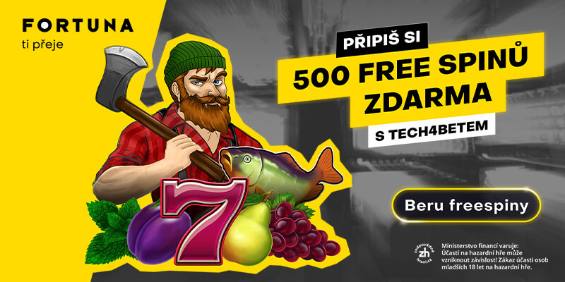 Nový vstupní bonus u Fortuny: 500 free spinů na Tech4Bet automatech